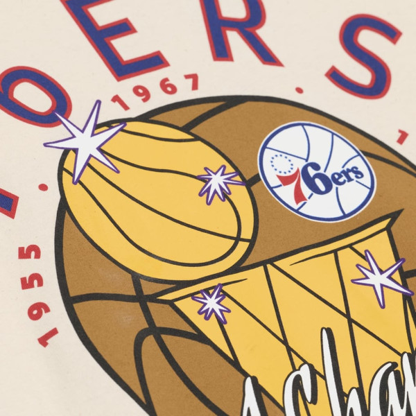 Футболка Philadelphia 76ers Mitchell & Ness Cream Hardwood Classics Champions Vintage