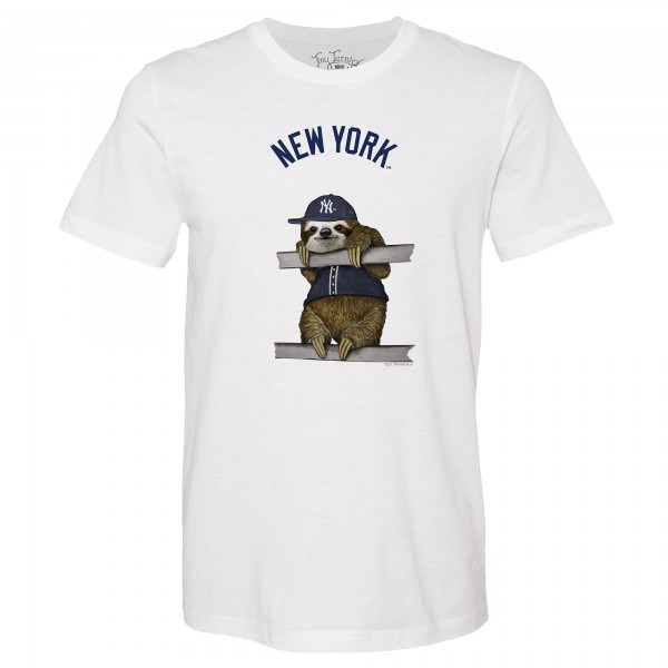 Unisex New York Yankees Tiny Turnip White Sloth T-Shirt
