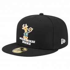 Бейсболка Milwaukee Bucks New Era Black Core Logo 59FIFTY