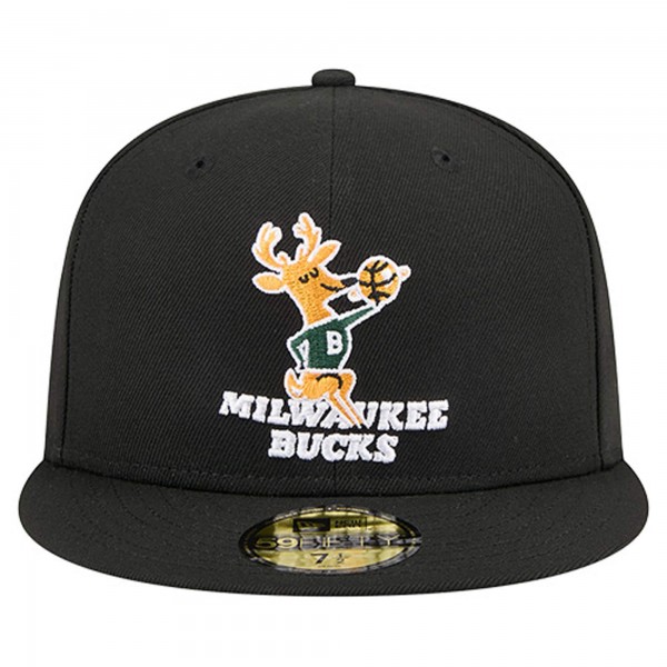 Бейсболка Milwaukee Bucks New Era Black Core Logo 59FIFTY