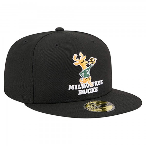 Бейсболка Milwaukee Bucks New Era Black Core Logo 59FIFTY