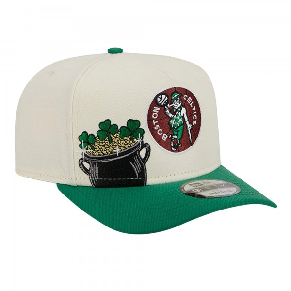Бейсболка Boston Celtics New Era Cream Illustrated Mascot 2-Toned Pre-Curved A-Frame 9FIFTY