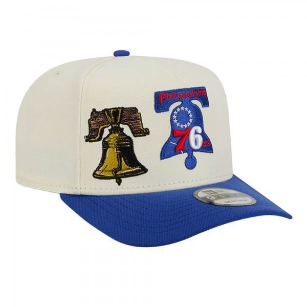 Бейсболка Philadelphia 76ers New Era Cream Illustrated Mascot 2-Toned Pre-Curved A-Frame 9FIFTY