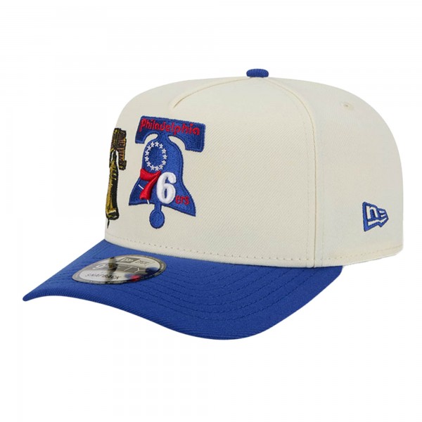 Бейсболка Philadelphia 76ers New Era Cream Illustrated Mascot 2-Toned Pre-Curved A-Frame 9FIFTY