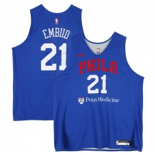 Joel Embiid Philadelphia 76ers Fanatics Authentic Practice-Used #21 Royal/Gray Reversible Jersey from the 2024-25 NBA Season - Size 2XLT