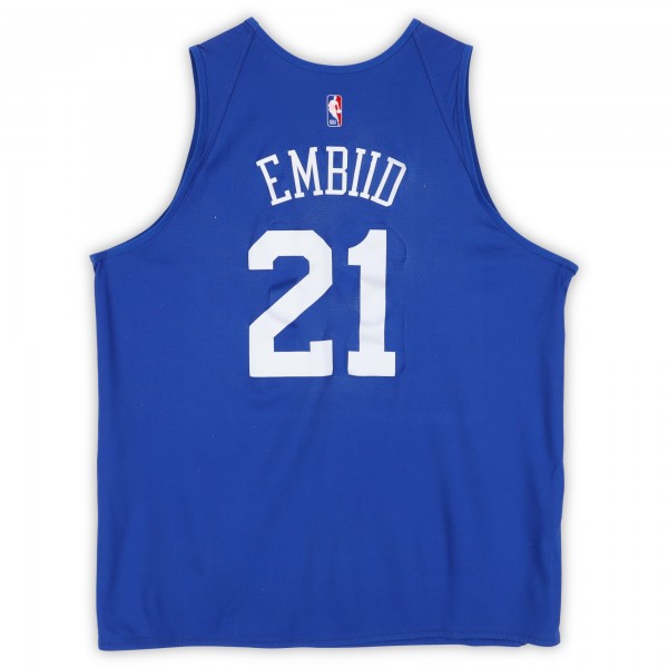 Joel Embiid Philadelphia 76ers Fanatics Authentic Practice-Used #21 Royal/Gray Reversible Jersey from the 2024-25 NBA Season - Size 2XLT