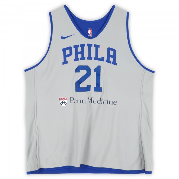 Joel Embiid Philadelphia 76ers Fanatics Authentic Practice-Used #21 Royal/Gray Reversible Jersey from the 2024-25 NBA Season - Size 2XLT