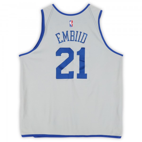Joel Embiid Philadelphia 76ers Fanatics Authentic Practice-Used #21 Royal/Gray Reversible Jersey from the 2024-25 NBA Season - Size 2XLT