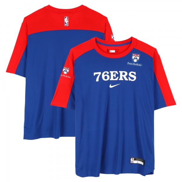 Joel Embiid Philadelphia 76ers Fanatics Authentic Player-Worn Royal/Red Nike T-Shirt from the 2024-25 NBA Season - Size 2XLT