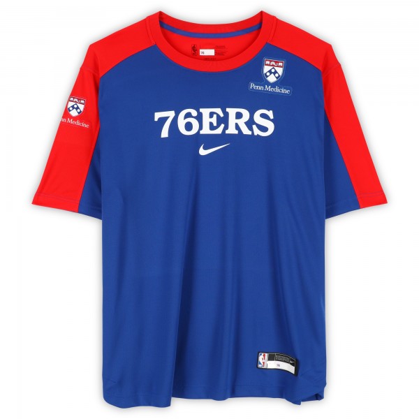 Joel Embiid Philadelphia 76ers Fanatics Authentic Player-Worn Royal/Red Nike T-Shirt from the 2024-25 NBA Season - Size 2XLT