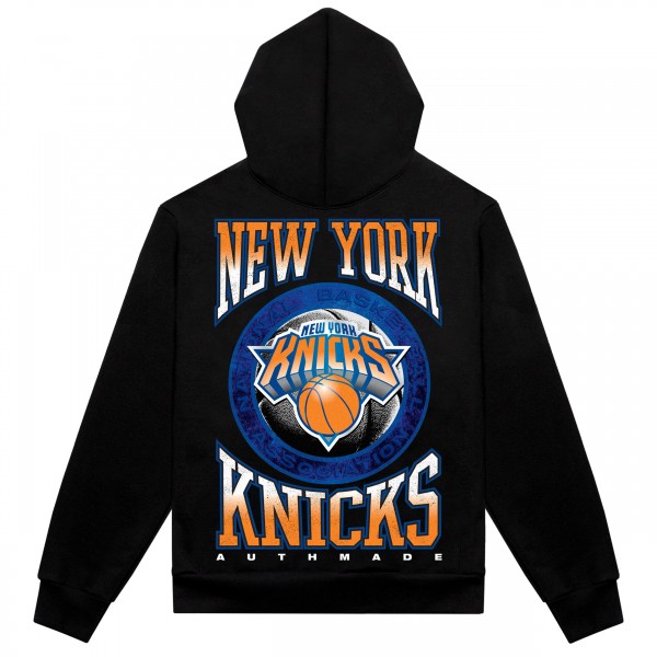 New York Knicks Authmade Black Vintage Metal Premium Heavyweight Pullover Hoodie