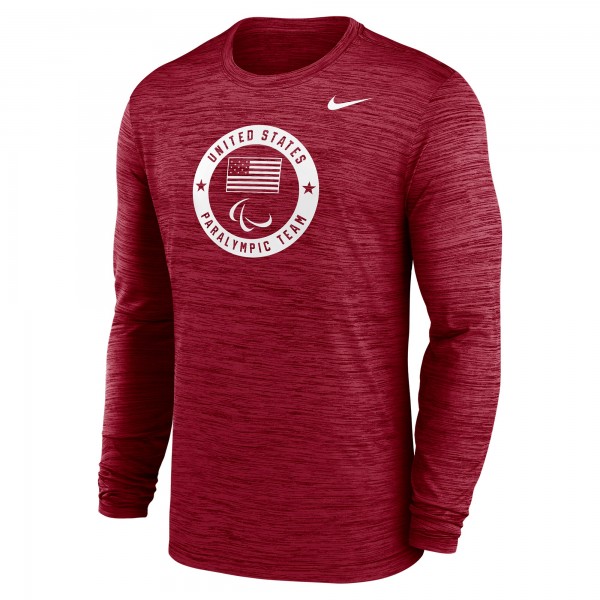 Футболка с длинным рукавом U.S. Paralympics Nike Team Issue Velocity Performance - Crimson