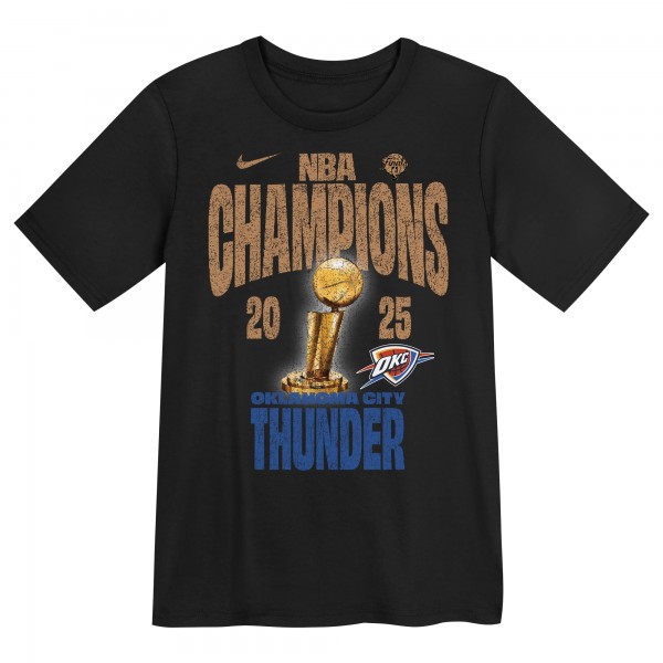 Футболка Preschool Oklahoma City Thunder Nike Black 2025 NBA Finals Champions Locker Room Confetti