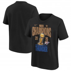 Футболка Oklahoma City Thunder Youth Nike Black 2025 NBA Finals Champions Locker Room Confetti