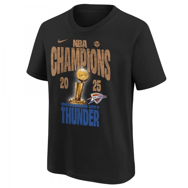 Футболка Oklahoma City Thunder Youth Nike Black 2025 NBA Finals Champions Locker Room Confetti