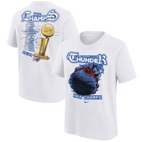 Футболка Oklahoma City Thunder Youth Nike White 2025 NBA Finals Champions Parade Roster