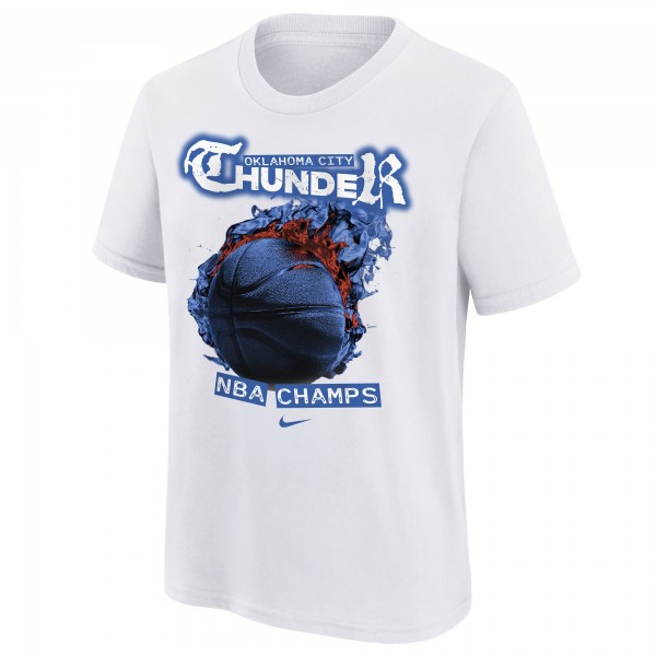 Футболка Oklahoma City Thunder Youth Nike White 2025 NBA Finals Champions Parade Roster