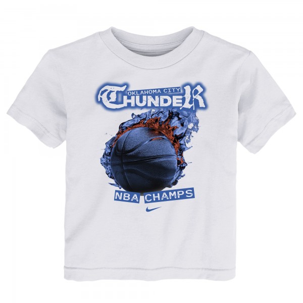Футболка Oklahoma City Thunder Toddler Nike White 2025 NBA Finals Champions Parade Roster