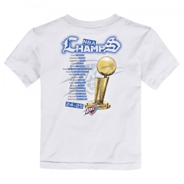 Футболка Oklahoma City Thunder Toddler Nike White 2025 NBA Finals Champions Parade Roster