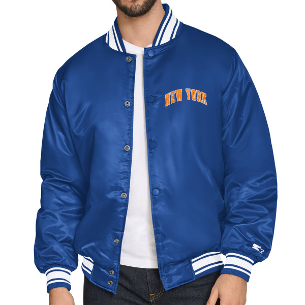 Куртка New York Knicks Starter Blue Basketball Logo Varsity Full-Snap