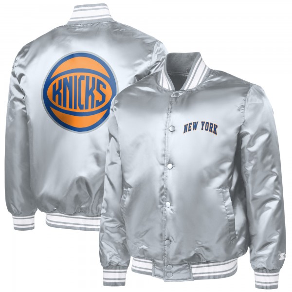 New York Knicks Starter Gray Basketball Logo Varsity Full-Snap Jacket