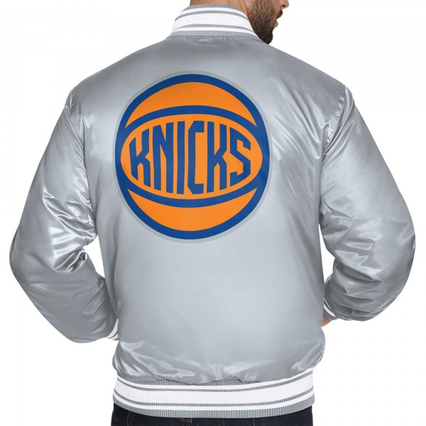 New York Knicks Starter Gray Basketball Logo Varsity Full-Snap Jacket