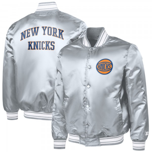 New York Knicks Starter Gray Team Name Varsity Full-Snap Jacket