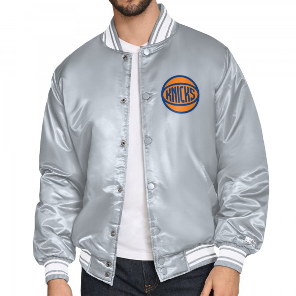 New York Knicks Starter Gray Team Name Varsity Full-Snap Jacket