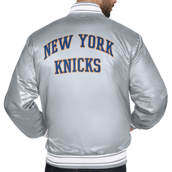 New York Knicks Starter Gray Team Name Varsity Full-Snap Jacket