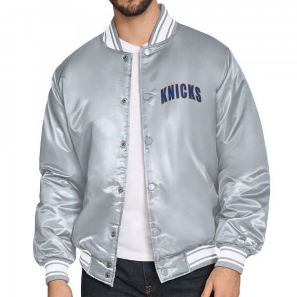 New York Knicks Starter Gray Logo Varsity Full-Snap Jacket