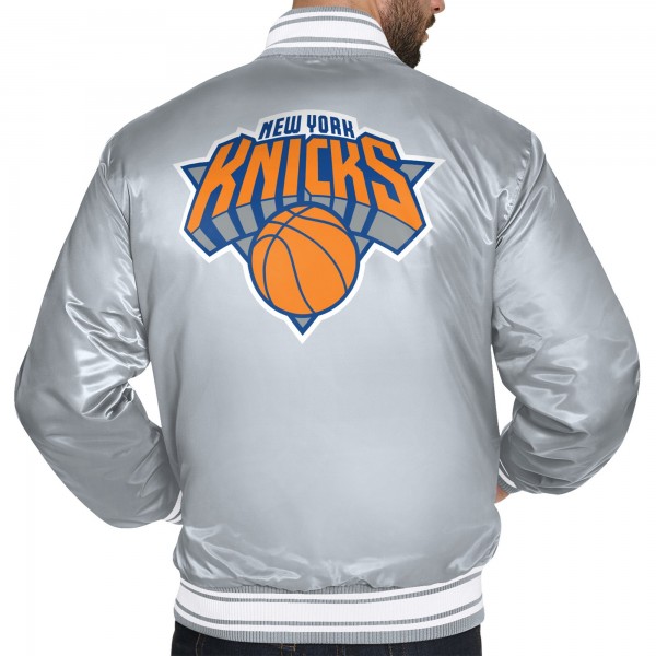 New York Knicks Starter Gray Logo Varsity Full-Snap Jacket