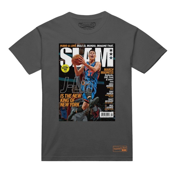New York Knicks Jeremy Lin Mitchell & Ness Gray NBA Slam Cover T-Shirt