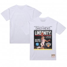 New York Knicks Jeremy Lin Mitchell & Ness White Newspaper T-Shirt