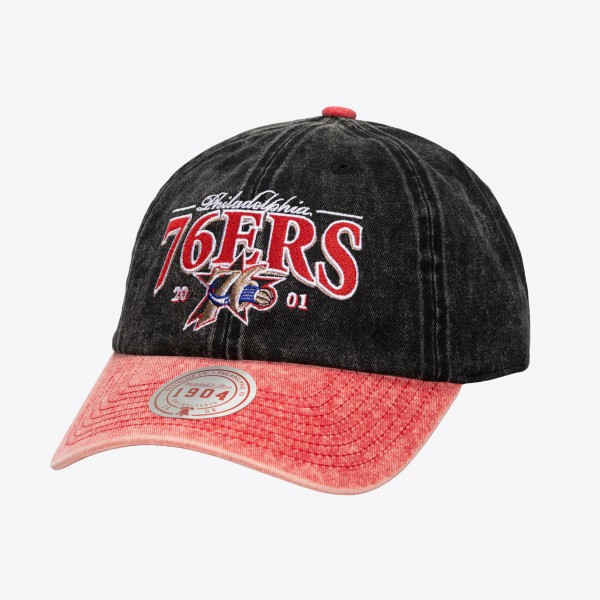 Бейсболка Philadelphia 76ers Mitchell & Ness Black/Red Hardwood Classics Special Old School 1904