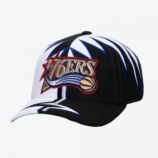 Philadelphia 76ers Mitchell & Ness White/Black Hardwood Classics Special Shockwave Pro Crown Snapback Hat
