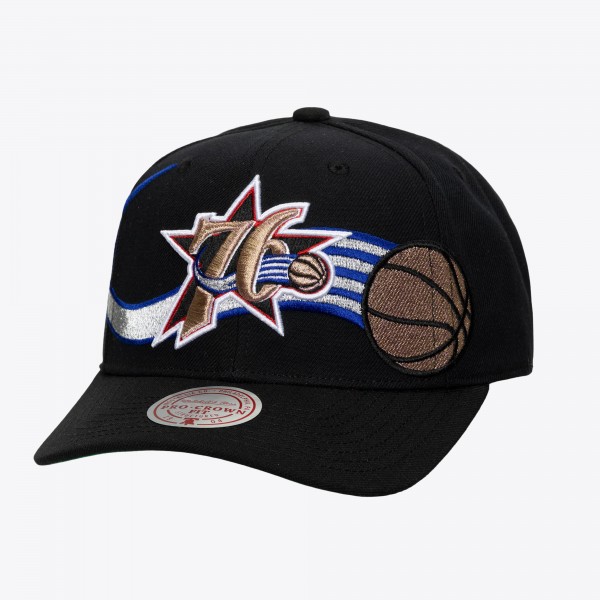Philadelphia 76ers Mitchell & Ness Black Hardwood Classics Special Splash Pro Crown Snapback Hat