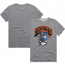 New York Knicks x Grateful Dead Homage Gray Skull Tri-Blend T-Shirt