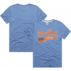New York Knicks Homage Blue Script Tri-Blend T-Shirt