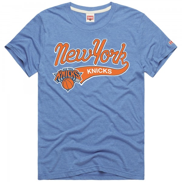 New York Knicks Homage Blue Script Tri-Blend T-Shirt