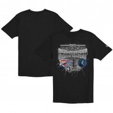 Oklahoma City Thunder vs. Minnesota Timberwolves New Era Black 2025 Western Conference Finals Matchup Distressed Graphic T-Shirt