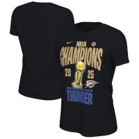 Women Oklahoma City Thunder Nike Black 2025 NBA Finals Champions Locker Room Confetti T-Shirt