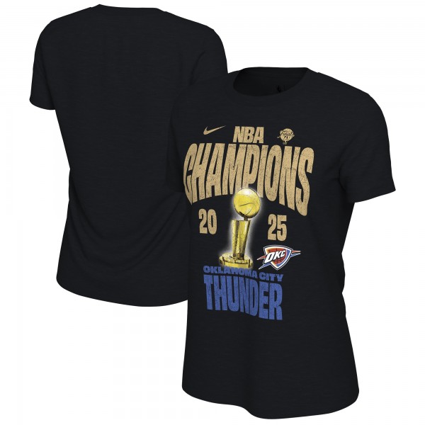Women Oklahoma City Thunder Nike Black 2025 NBA Finals Champions Locker Room Confetti T-Shirt