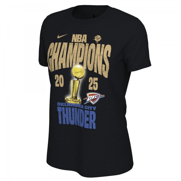 Women Oklahoma City Thunder Nike Black 2025 NBA Finals Champions Locker Room Confetti T-Shirt