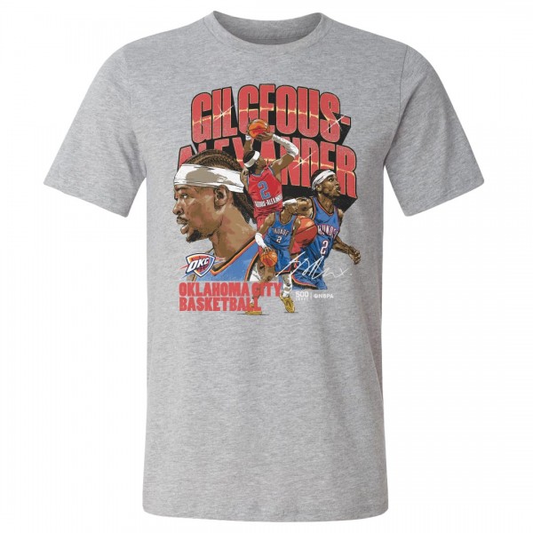 Футболка Oklahoma City Thunder Shai Gilgeous-Alexander 500 Level Heather Gray Collage