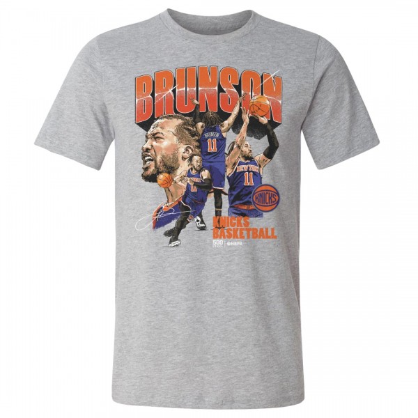 New York Knicks Jalen Brunson 500 Level Heather Gray Collage T-Shirt