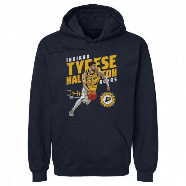 Indiana Pacers Tyrese Haliburton 500 Level Navy Slant Pullover Hoodie