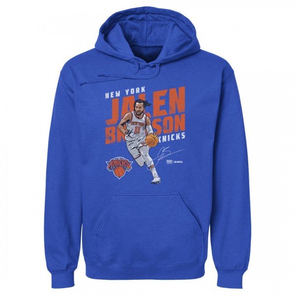 New York Knicks Jalen Brunson 500 Level Blue Slant Pullover Hoodie