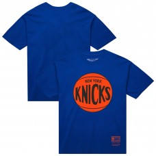 Unisex New York Knicks Mitchell & Ness Blue Hardwood Classics MVP Logo T-Shirt