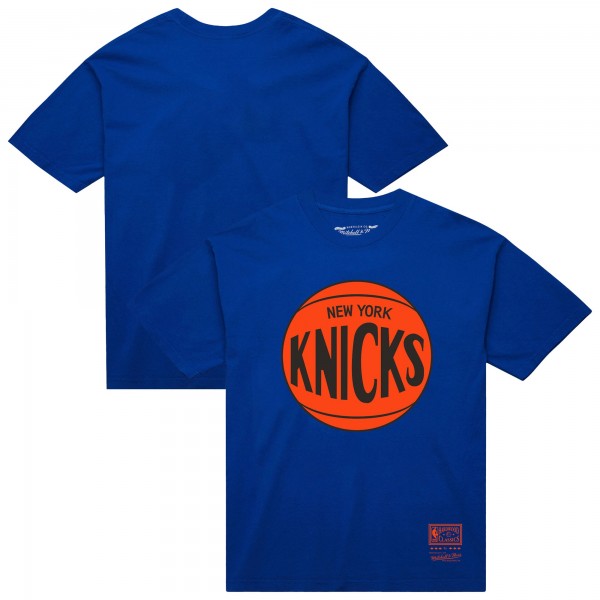 Unisex New York Knicks Mitchell & Ness Blue Hardwood Classics MVP Logo T-Shirt