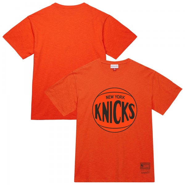 Unisex New York Knicks Mitchell & Ness Orange Hardwood Classics MVP Logo T-Shirt